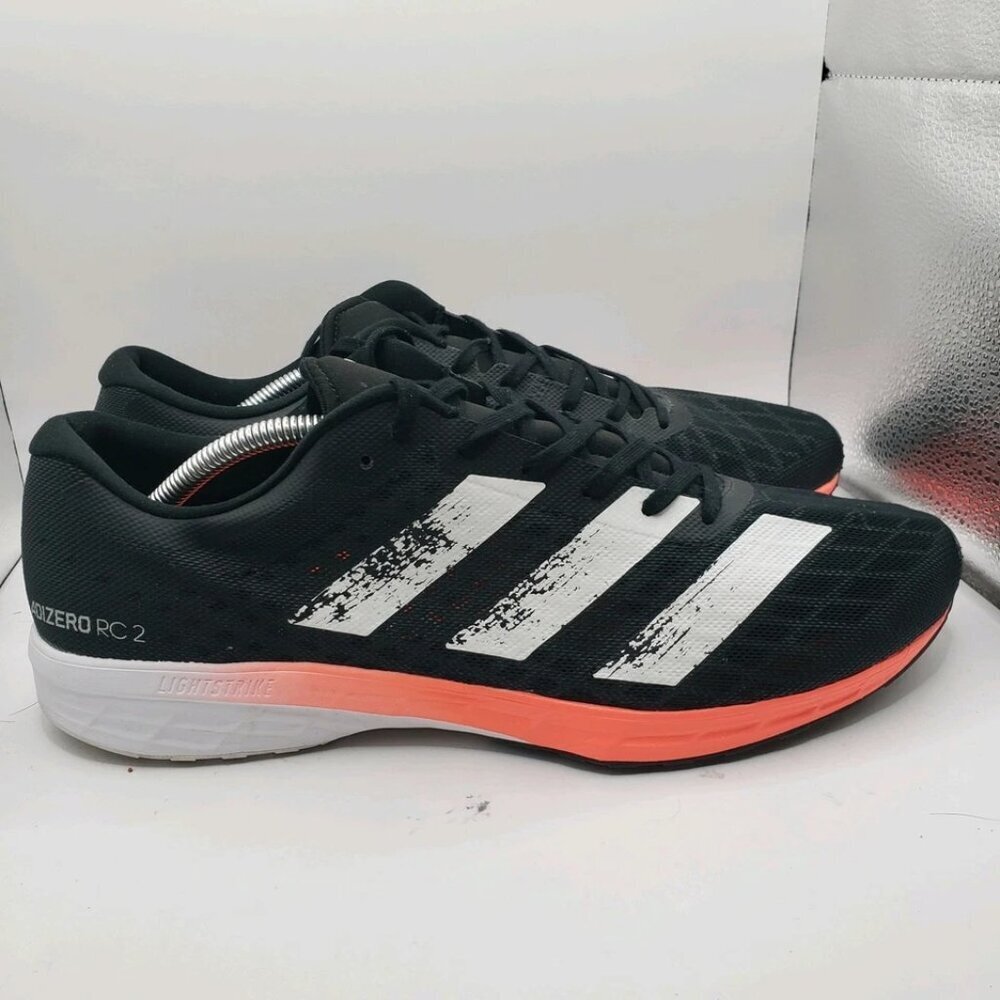 Size 13 - adidas Adizero RC‎ 2 Black/White/Orange Running shoes EE4337 EUC